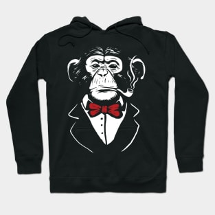 Gentleman monkey with bow tie smoking pipe Hoodie